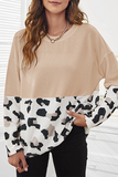 Hoombox Casual Print Split Joint O Neck Tops