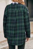 Hoombox Casual Plaid Split Joint Buckle Turndown Collar Tops