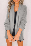 Hoombox Casual Elegant Solid Patchwork Pocket Turndown Collar Outerwear