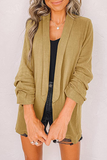 Hoombox Casual Elegant Solid Patchwork Pocket Turndown Collar Outerwear