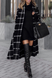 Hoombox Fashion Elegant Plaid Split Joint With Belt Hooded Collar Outerwear