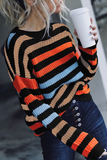 Hoombox Fashion Casual Striped Basic O Neck Tops Sweater