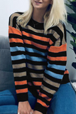 Hoombox Fashion Casual Striped Basic O Neck Tops Sweater