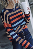 Hoombox Fashion Casual Striped Basic O Neck Tops Sweater