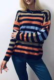 Hoombox Fashion Casual Striped Basic O Neck Tops Sweater