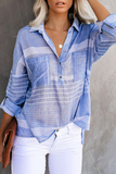 Hoombox Casual Plaid Pocket Buckle Turndown Collar Tops