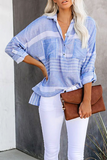 Hoombox Casual Plaid Pocket Buckle Turndown Collar Tops