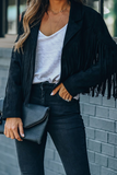 Hoombox Casual Solid Tassel Turndown Collar Outerwear