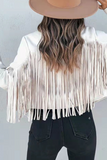 Hoombox Casual Solid Tassel Turndown Collar Outerwear