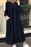 Hoombox Casual Solid Buckle Mandarin Collar Shirt Dress Dresses(5 colors)