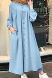 Hoombox Casual Solid Buckle Mandarin Collar Shirt Dress Dresses(5 colors)