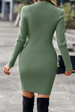 Hoombox Casual Solid Hollowed Out Half A Turtleneck Pencil Skirt Dresses