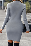 Hoombox Casual Solid Hollowed Out Half A Turtleneck Pencil Skirt Dresses