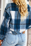 Hoombox Casual Plaid Patchwork Turndown Collar Tops(4 colors)