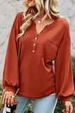 Hoombox Casual Solid Buckle O Neck Tops(4 colors)