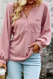 Hoombox Casual Solid Buckle O Neck Tops(4 colors)