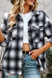 Hoombox Casual Plaid Patchwork Turndown Collar Tops(4 colors)