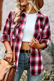 Hoombox Casual Plaid Patchwork Turndown Collar Tops(4 colors)