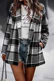 Hoombox Fashion Plaid Patchwork Turndown Collar Outerwear