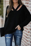 Hoombox Casual Solid Hollowed Out Patchwork V Neck Sweaters(3 Colors)