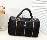 hoombox New Korean version of the thickening Princess lace bag lady temperament bag fashion three zipper hand shoulder wave tide handbag