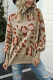 Hoombox  Turtleneck Loose Leopard Sweater