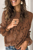 Hoombox  Long Sleeve Openwork Lace Blouse(5 Colors)