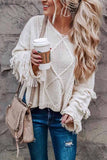 Hoombox  Solid Color Knitted Tassel Sweater