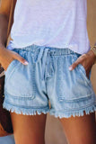 Hoombox  Adjustable Tassel Pockets Design Denim Shorts(3 Colors)