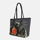 hoombox Women Canvas Ethnic Style Embroidered Floral Large Capacity Handbag Shoulder Bag Tote