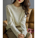 hoombox Loose Round Neck Pullover with Thin Knitted Bottoming Shirt