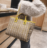 hoombox Plaid cloth handbag Fashion big bag Spring and summer new chain shoulder bag tide small fragrance handbag