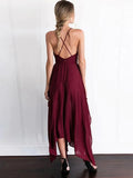 hoombox Elegant Pure Color Short Sleeves Maxi Dress