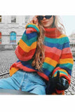 Hoombox  Rainbow Striped Loose-knit Sweater