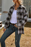 Hoombox  Casual Fashion Loose Lapel Plaid Tops