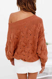 Hoombox  Strapless Hollow Lantern Sleeve Sweater