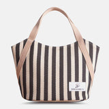 hoombox Women Canvas Striped Pattern Color Contrast Large Capacity Handbags Underarm Bag Shoulder Bag