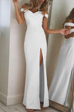 hoombox Elegant Off Shoulder Slit Maxi Dresses