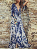 hoombox Deep V-Neck  Flounce  Bohemian Maxi Dresses