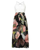 hoombox Chiffon Random Floral Print V Neck Beach Maxi Dress