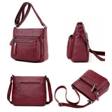 hoombox Middle-aged mother soft leather shoulder bag