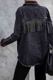 Hoombox  Long Sleeve Fringed Denim Jacket Tops