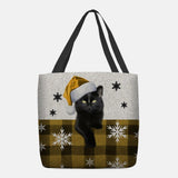 hoombox Women Felt Cute Cartoon Festive Christmas Dressed Cat Snowflake Pattern Shoulder Bag Handbag Tote