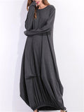 hoombox Long-sleeved Round Neck T-shirt Long Lantern Dress