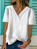 hoombox Fashion V-Neck Irregular Loose Solid Color T-Shirts