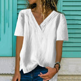 hoombox Fashion V-Neck Irregular Loose Solid Color T-Shirts