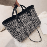 hoombox Plaid cloth handbag Fashion big bag Spring and summer new chain shoulder bag tide small fragrance handbag