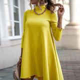 hoombox Solid Color Long Sleeve Turtleneck Loose Dress