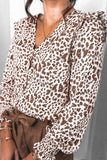 Hoombox  V-Neck Spotted Leopard Print Long-Sleeved Shirt