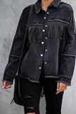 Hoombox  Long Sleeve Fringed Denim Jacket Tops